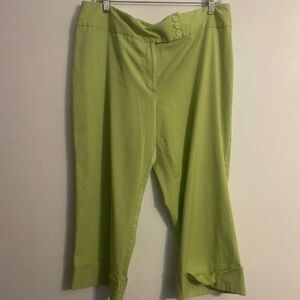 Fashion Bug Vintage Lime Green high waist cuffed capris, size 16